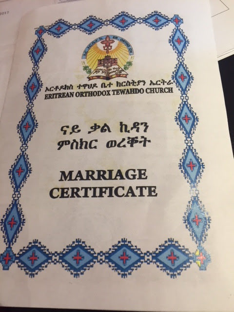 eine eritreische Heiratsurkunde