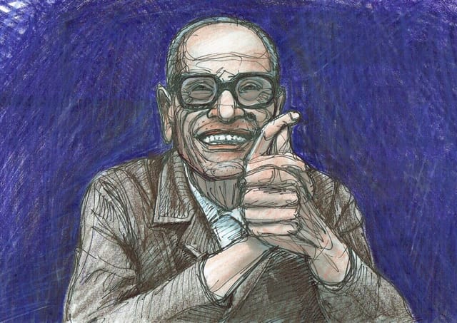 Eine gezeichnetes Portrait von Najiib Mahfus