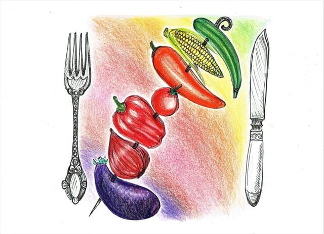 Vegane Regenbogenspieße für den Grill