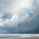 Aquarell der Nordseeküste vor wolkenverhangenem Himmel von Maneis